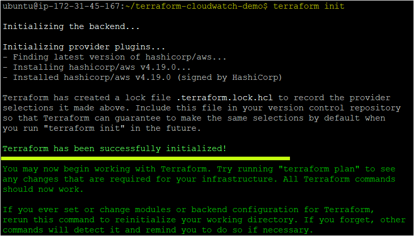 Running the Terraform initialization