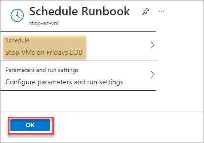 Linking the schedule to the runbook