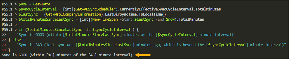 Monitoring the delta sync status with a PowerShell script