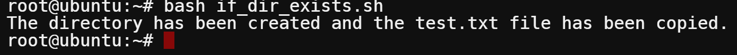 Executing the if_dir_exists.sh to test if a directory exists