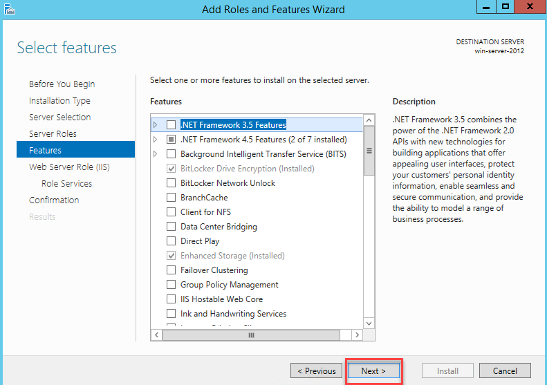 Confirming default selected features