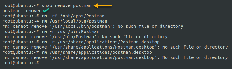 スナップからの Postman のアンインストール