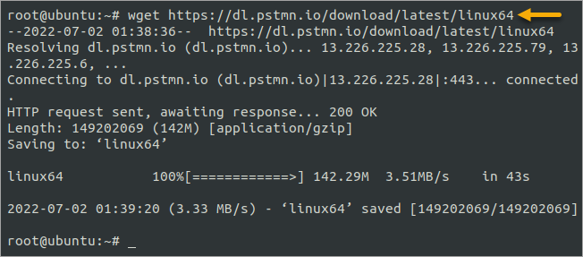 Downloading the latest Postman Linux package