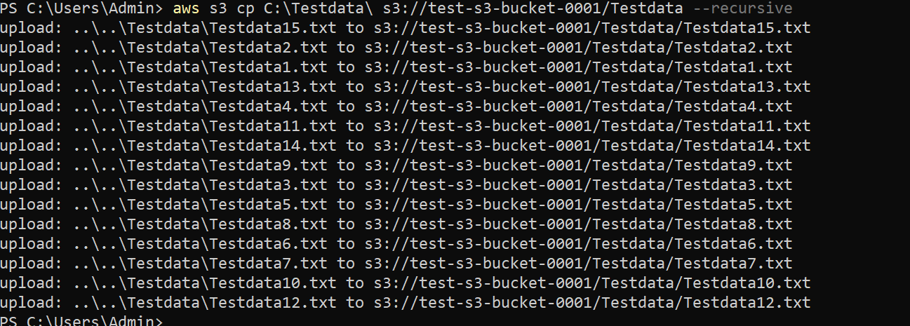 Copying multiple files to an S3 bucket