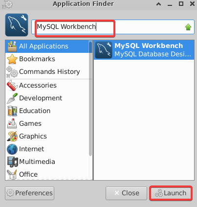 Launching MySQL Workbench