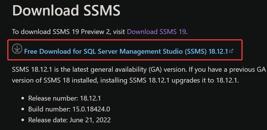 Downloading SQL Server Management Studio (SSMS)