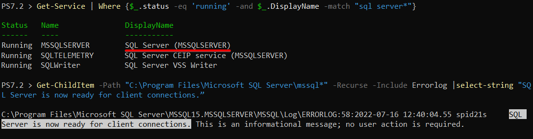 Checking if the MySQL database server is running