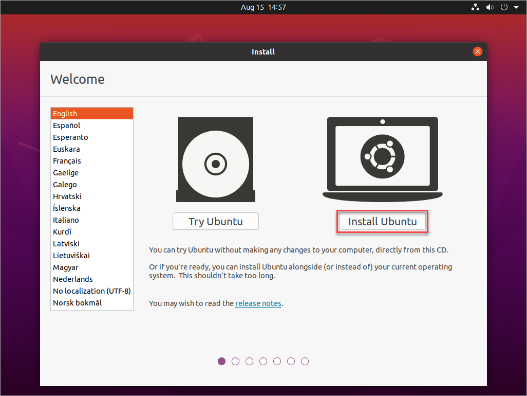 Click Install Ubuntu