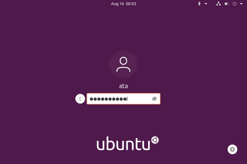 Log in to Ubuntu