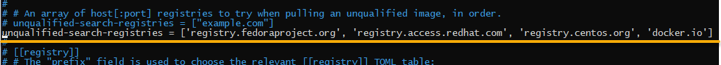Specifying the search chain in the registry configuration file