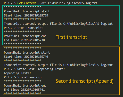 Verifying that the additional transcript in the same file