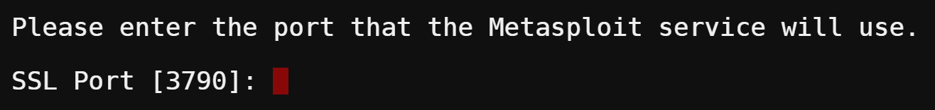 Enter the port that the Metasploit service will use.