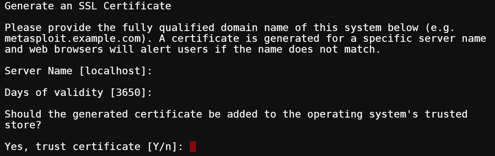 Generating and installing an SSL Certificate.