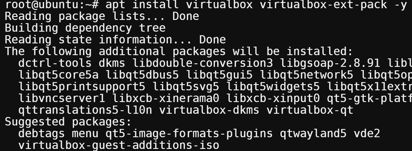 Installing VirtualBox and the extended pack