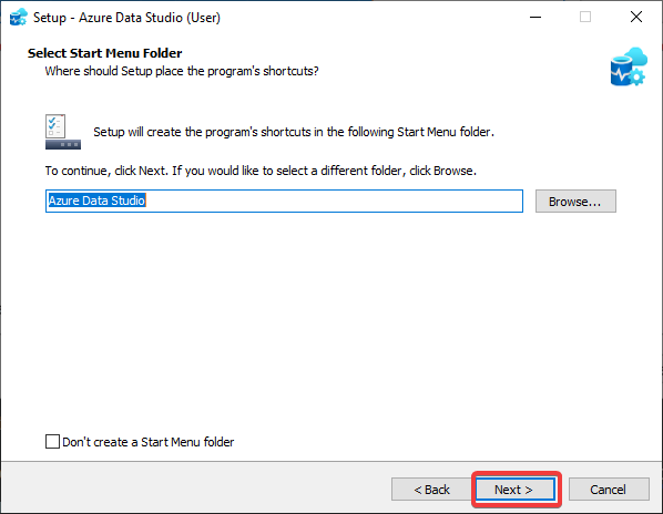 Azure Data Studio shortcut location setting