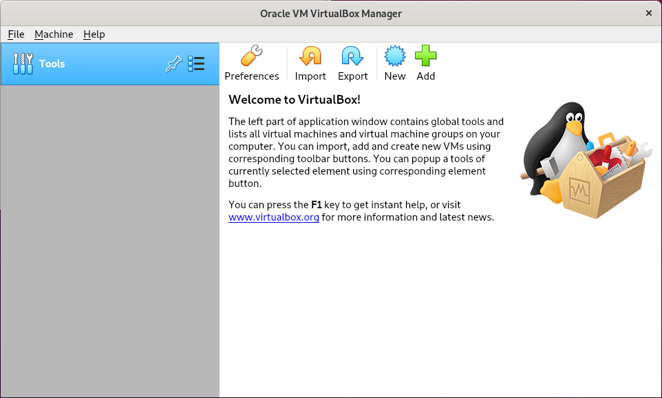 Opening the VirtualBox