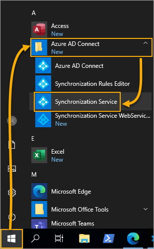Opening the Synchronization Service Manager