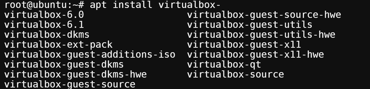 Auto-completing VirtualBox versions