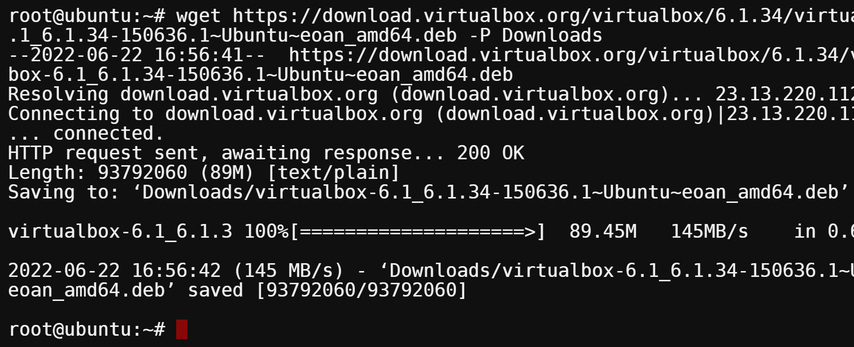 Downloading the VirtualBox deb package
