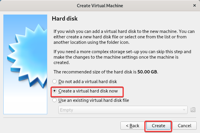 Creating a virtual hard disk