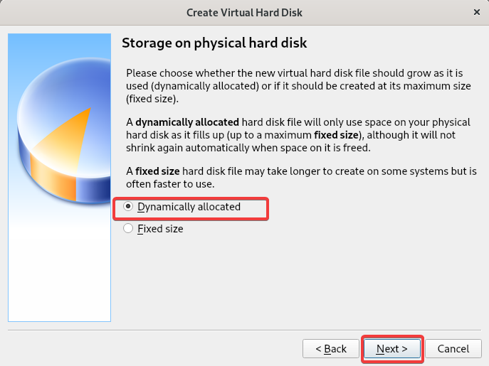 Selecting the VM’s storage type