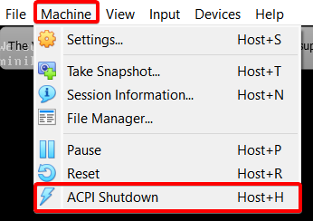 Shutting down the VM