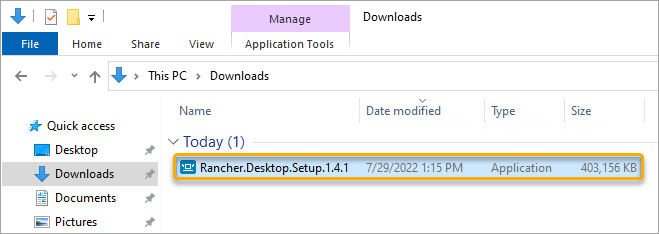 Launch the Docker Rancher Desktop installer