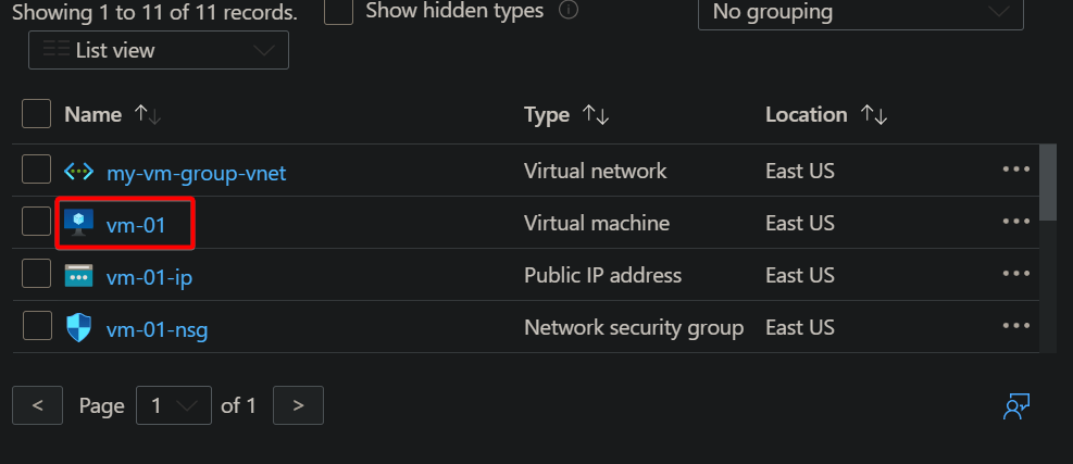 Selecting a resource to manage