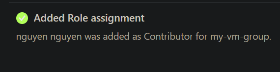 Confirming successful addition of role assignment 