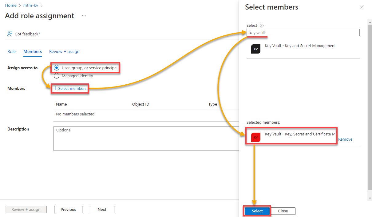 Selecting an AD group to assign this role assignment to