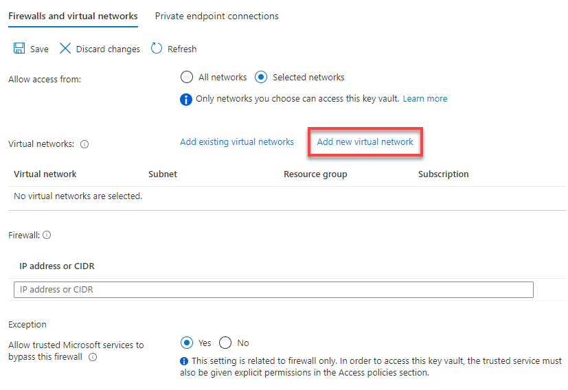 Adding a new virtual network