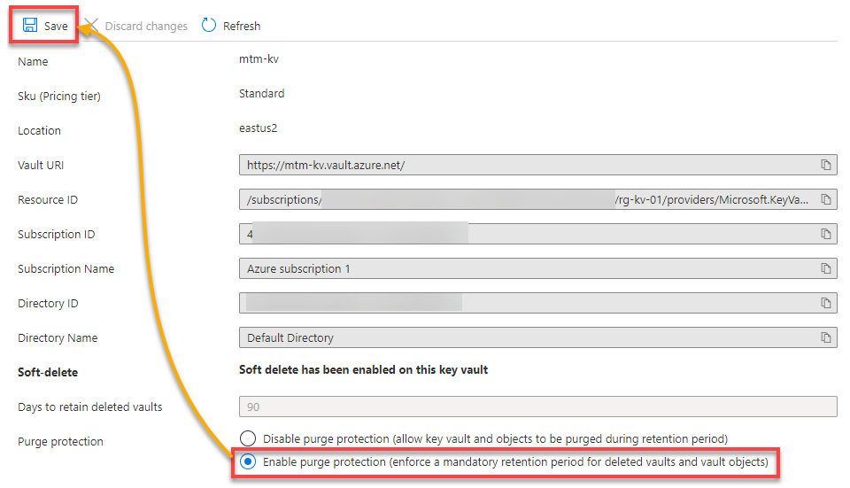 Enabling purge protection