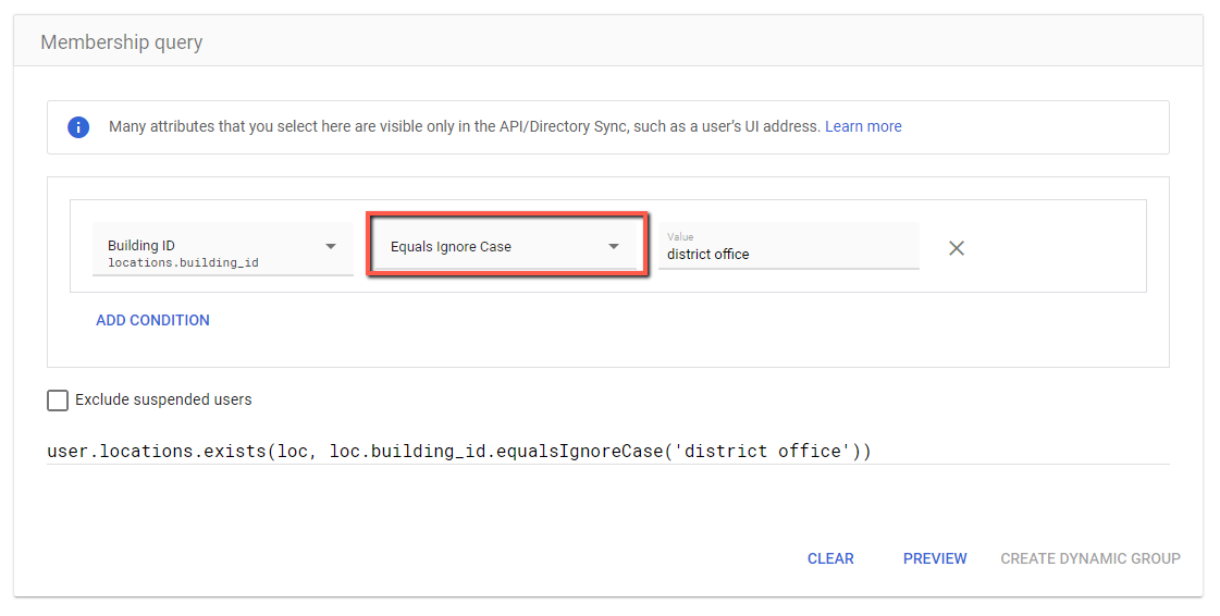 Selecting a logical operator for the query