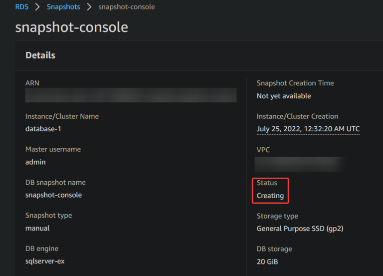 How to Create a AWS RDS Snapshot