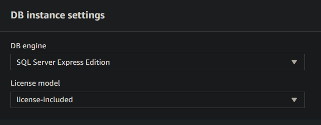 DB instance settings