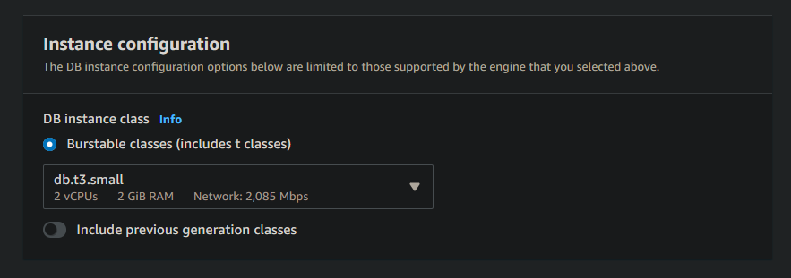  Selecting the instance class