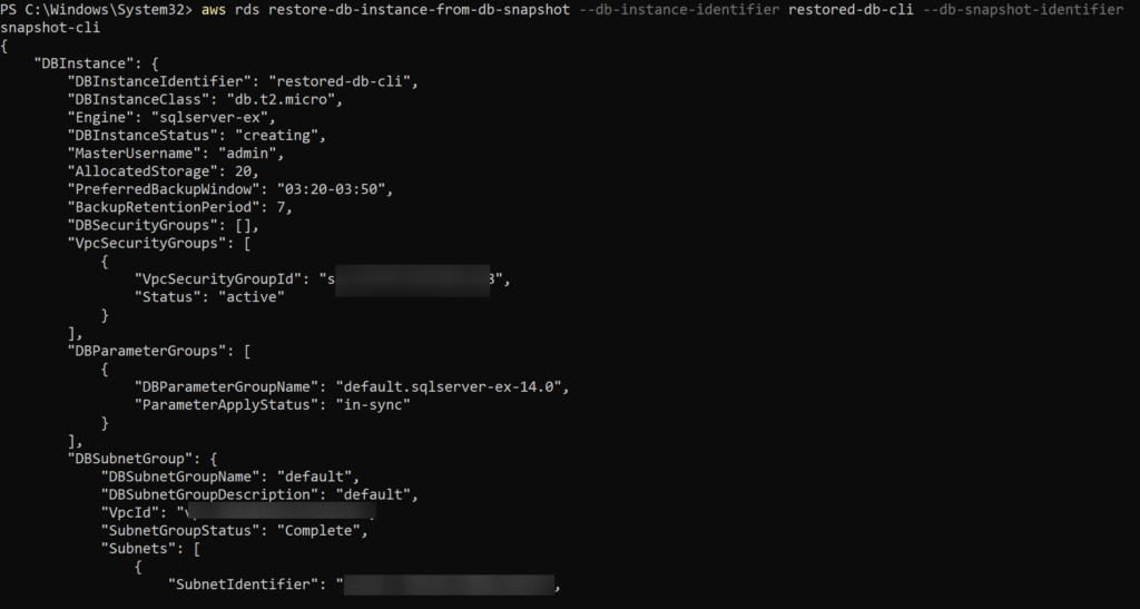 How to Create a AWS RDS Snapshot