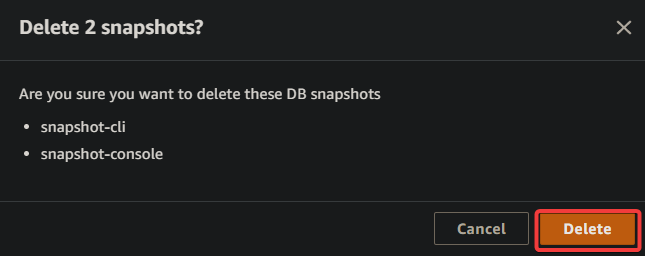 Confirming deleting snapshot