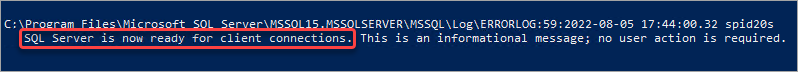 Verifying that the SQL Server is ready to accept connections