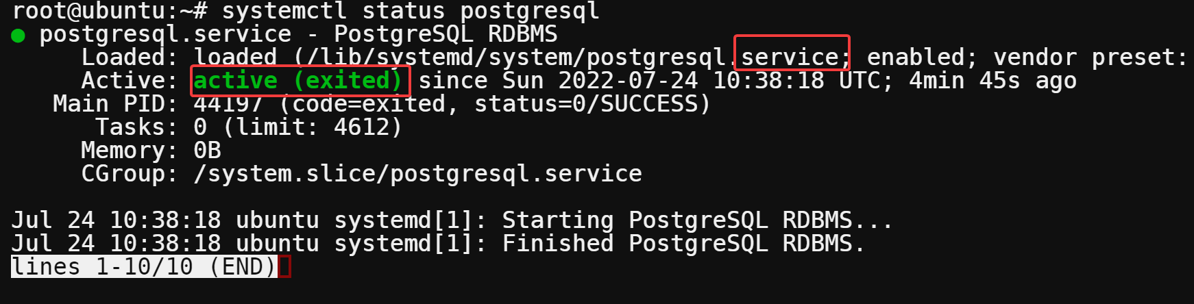 Verifying the PostgreSQL service is running