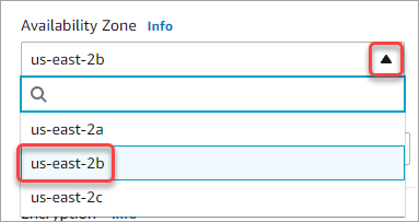 Select the availability zone