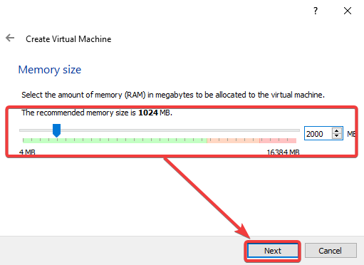 Configure the memory size.