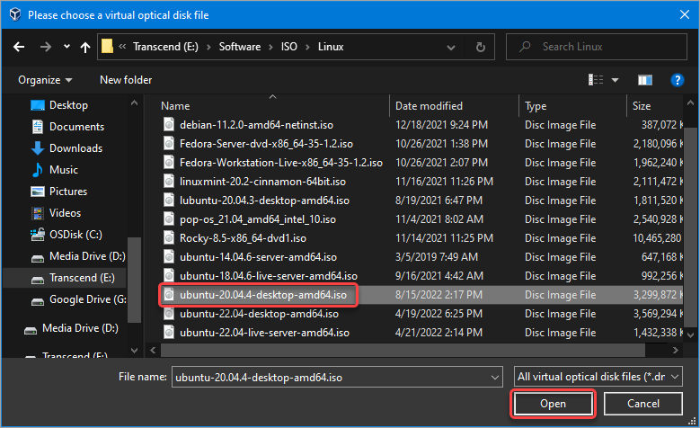 Download virtual optical disk file