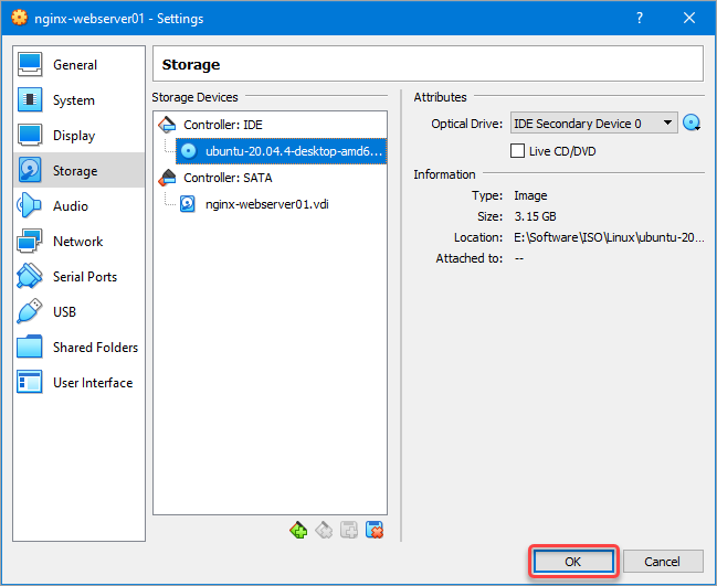 Save and close the VM settings