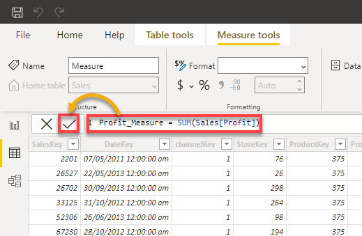 power bi measure : Calculating profit measure