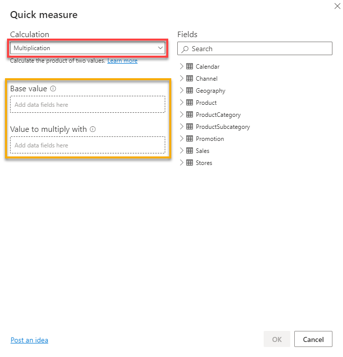 Selecting a calculation