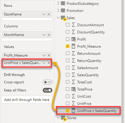 Adding measure to visual