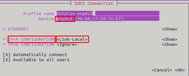 Editing a Network Connection: Changing the IP addressing mode