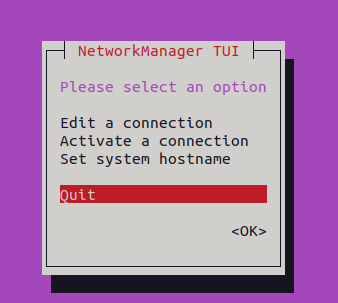 Closing NetworkManager TUI
