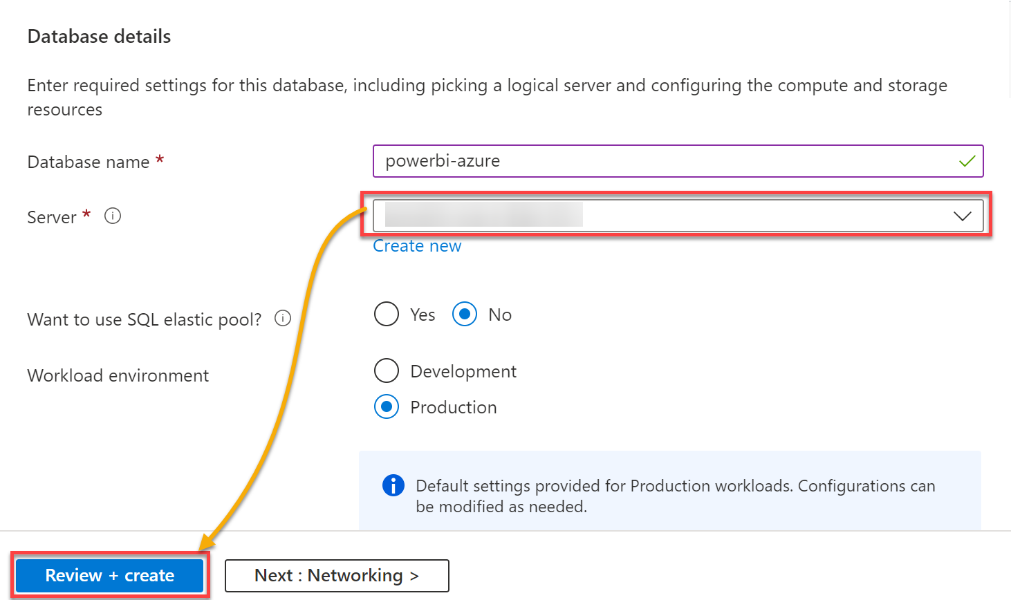 Confirming configured database settings